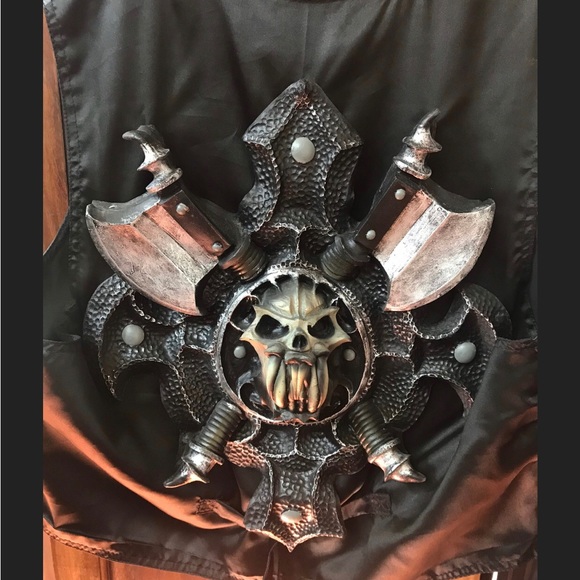 Vintage Pelle Sport Goth Cosplay Leather with Skull Patch Vest - Picture 9 of 9